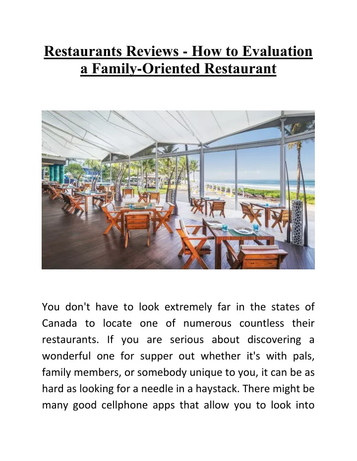 restaurants reviews how to evaluation a family