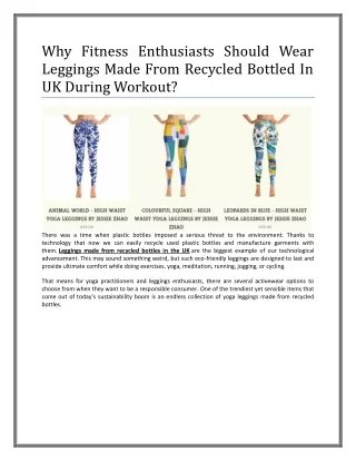 Why Fitness Enthusiasts Should Wear Leggings Made From Recycled Bottled In UK During Workout