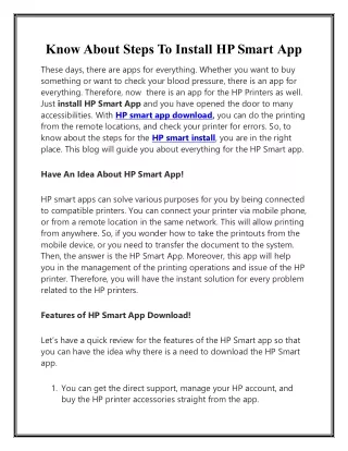 Know About Steps To Install HP Smart App