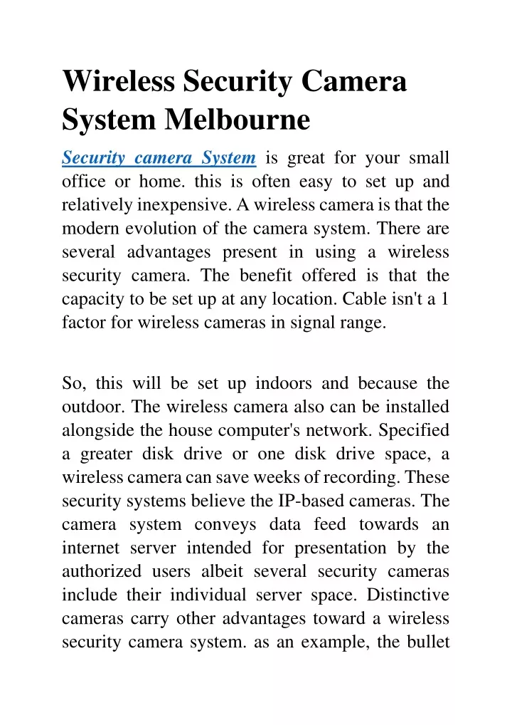 wireless security camera system melbourne
