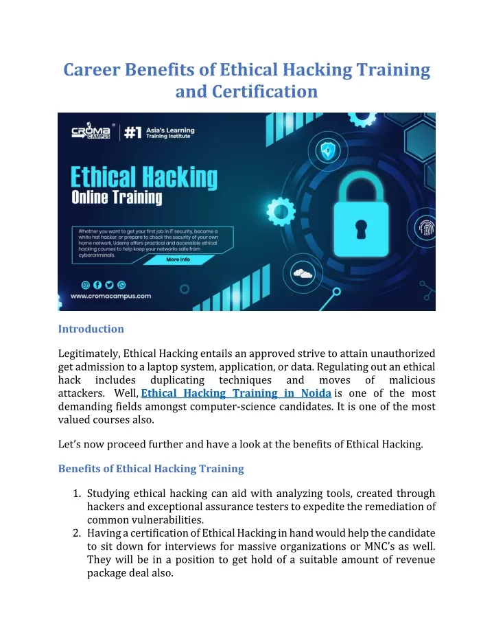 career benefits of ethical hacking training