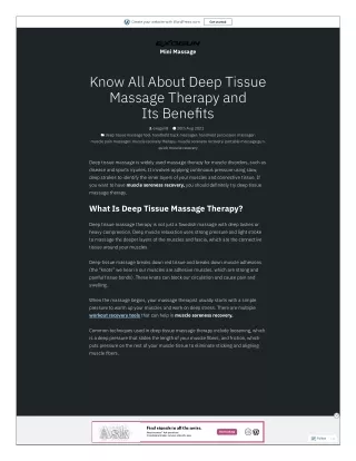 Know All About Deep Tissue Massage Therapy and Its Benefits