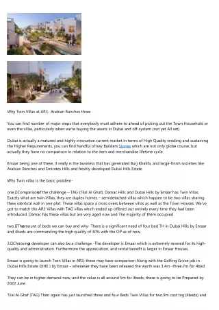 why twin villas at ar3 arabian ranches three