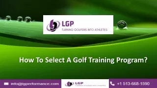 How To Select A Golf Training Program