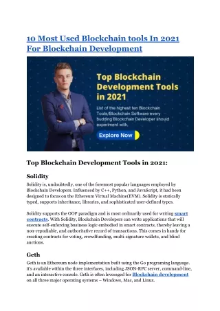 10 Most Used Blockchain tools In 2021 For Blockchain Development