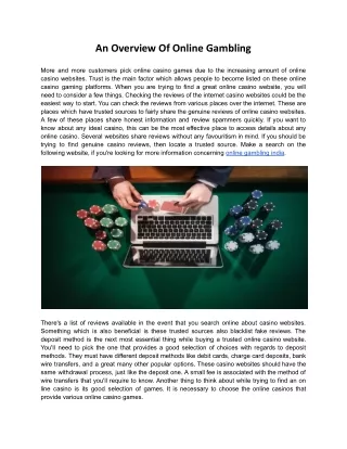 An Overview Of Online Gambling
