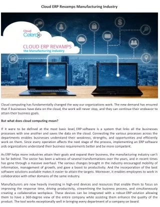 CLOUD ERP REVAMPS THE MANUFACTURING INDUSTRY