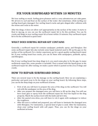 fix your surfboard within 10 minutes