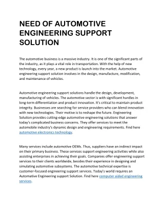 need of automotive engineering support solution