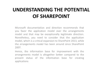 UNDERSTANDING THE POTENTIAL OF SHAREPOINT