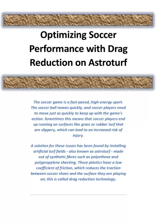 optimizing soccer performance with drag reduction