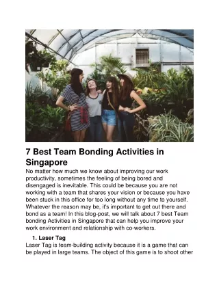 Team Bonding Activities in Singapore