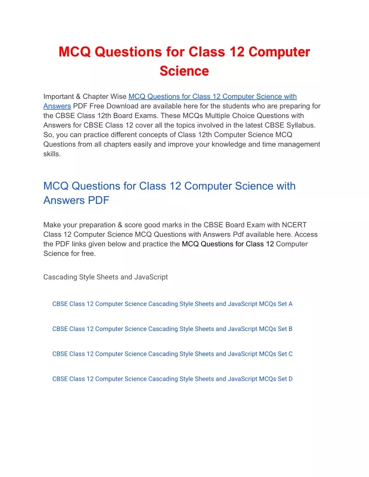 mcq questions for class 12 computer science