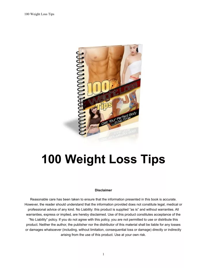 100 weight loss tips