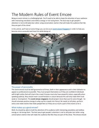 the modern rules of event emcee being an event