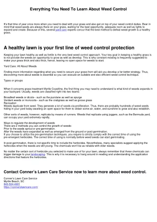 Everything You Need To Learn More About Weed Control
