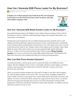 how can i generate b2b phone leads for my business