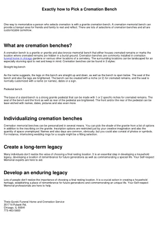 How to Choose a Cremation Bench
