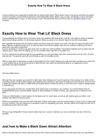 Exactly How To Wear A Black Dress
