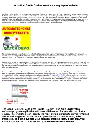 Auto Chat Profits Review to automate any web site