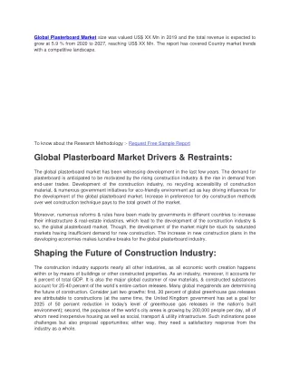 Global Plasterboard Market