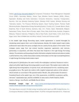 global light energy harvesting market
