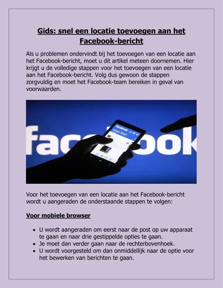 gids snel een locatie toevoegen aan het facebook