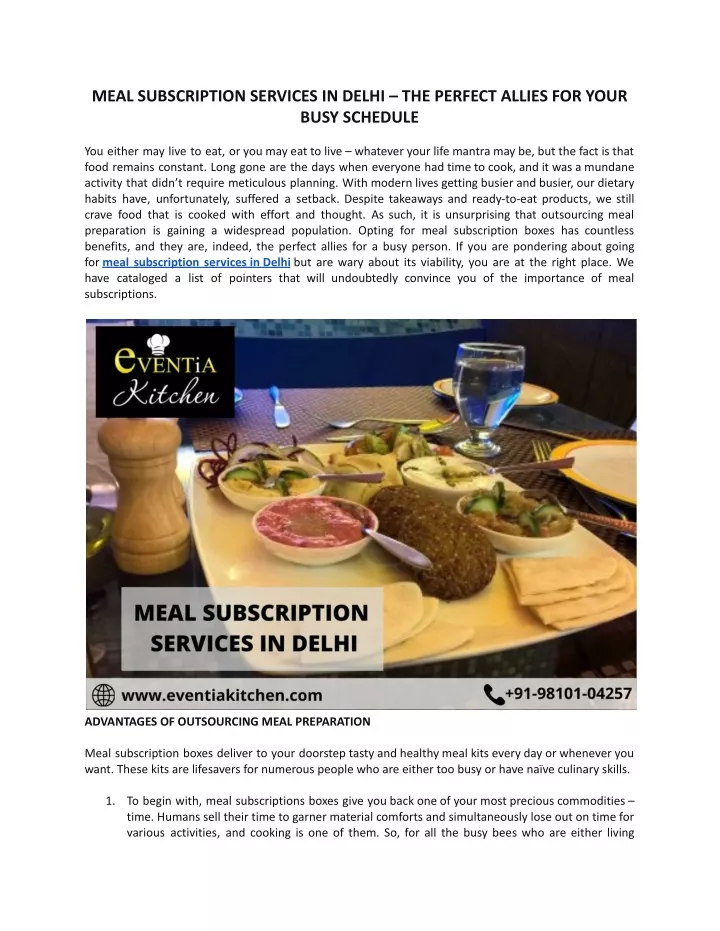 meal subscription services in delhi the perfect