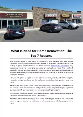 What Is Need for Home Renovation The Top 7 Reasons