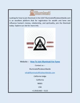 How to Join Illuminati for Fame | Illuminatiofficialworldwide.com