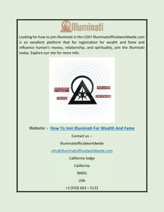 How to Join Illuminati for Wealth and Fame | Illuminatiofficialworldwide.com