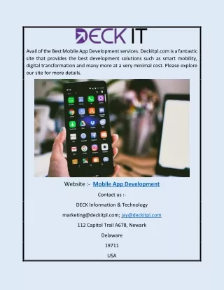 Mobile App Development | Deckitpl.com