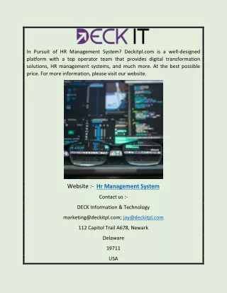 HR Management System | Deckitpl.com