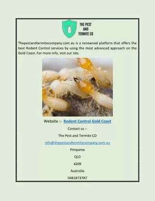 Rodent Control Gold Coast | Thepestandtermitecompany.com.au