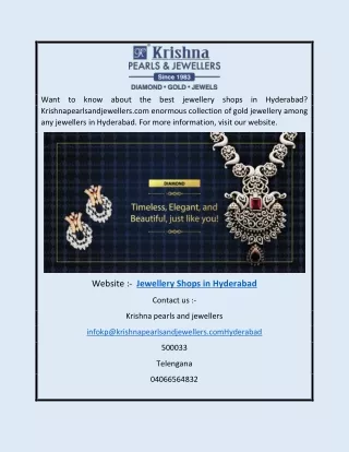 Jewellery Shops in Hyderabad | Krishnapearlsandjewellers.com