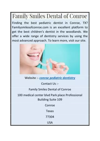 Conroe Pediatric Dentistry  Familysmilesofconroe.com (1)