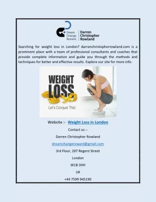 Weight Loss in London| Darrenchristopherrowland.com
