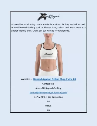 Blessed Apparel Online Shop Irvine CA | Abovendbeyondclothing.com
