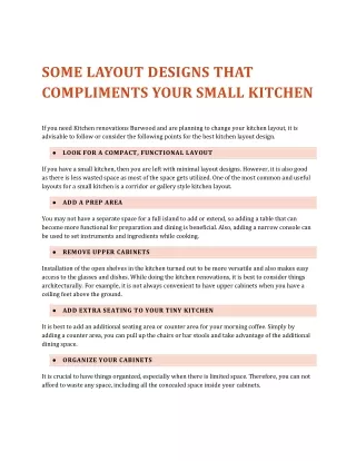 SOME LAYOUT DESIGNS THAT COMPLIMENTS YOUR SMALL KITCHEN
