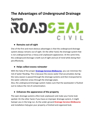 The Advantages of Underground Drainage System