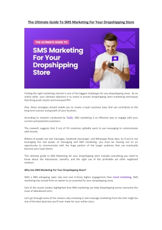 The Ultimate Guide To SMS Marketing For Your Dropshipping Store