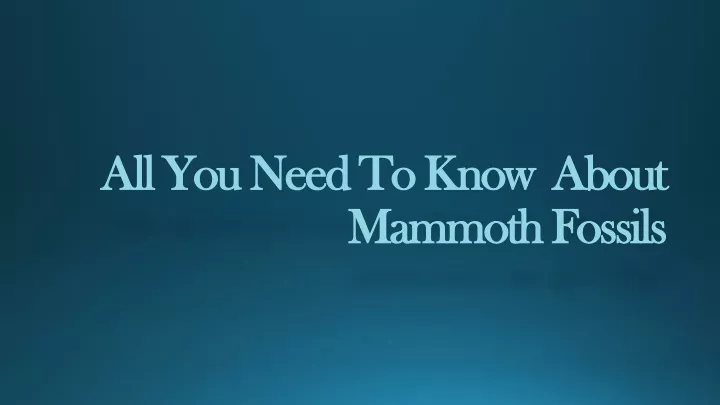 all you need to know about mammoth fossils