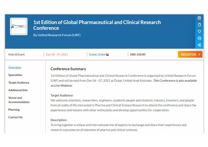 PPT - 1st Edition of Global Pharmaceutical and Clinical Research ...