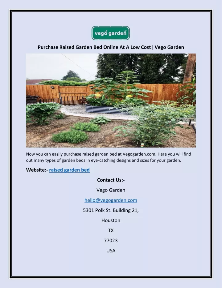 purchase raised garden bed online at a low cost