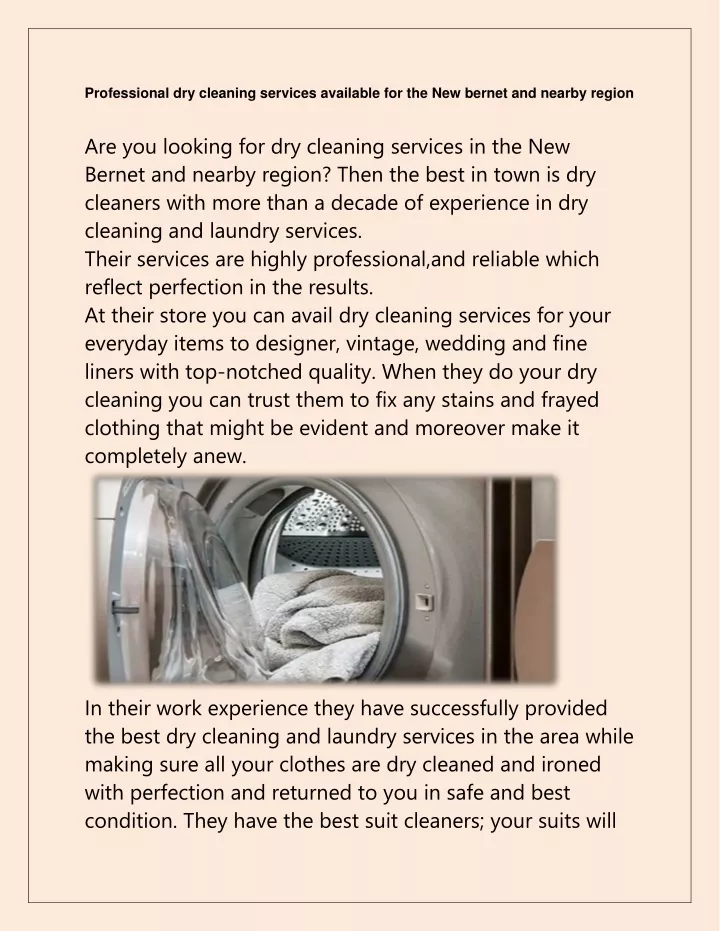 professional dry cleaning services available