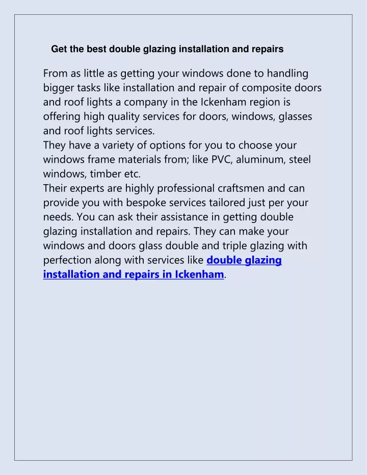 get the best double glazing installation