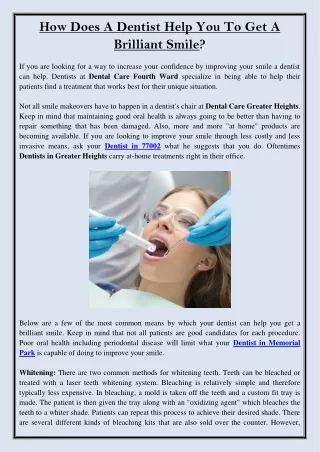 how does a dentist help you to get a brilliant