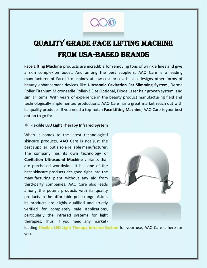 quality grade face lifting machine quality grade