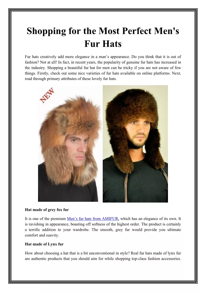 shopping for the most perfect men s fur hats