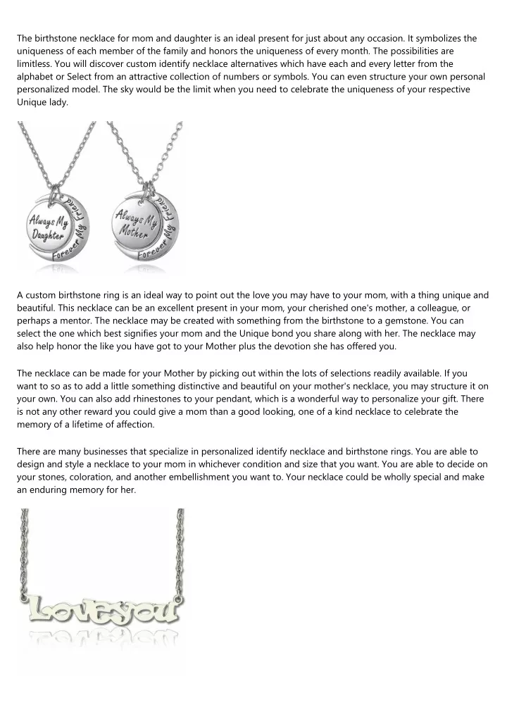 the birthstone necklace for mom and daughter